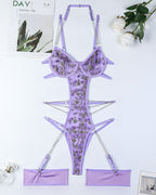 Lace Embroidered Chain Bodysuits