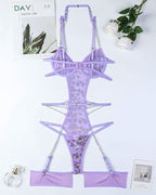 Lace Embroidered Chain Bodysuits