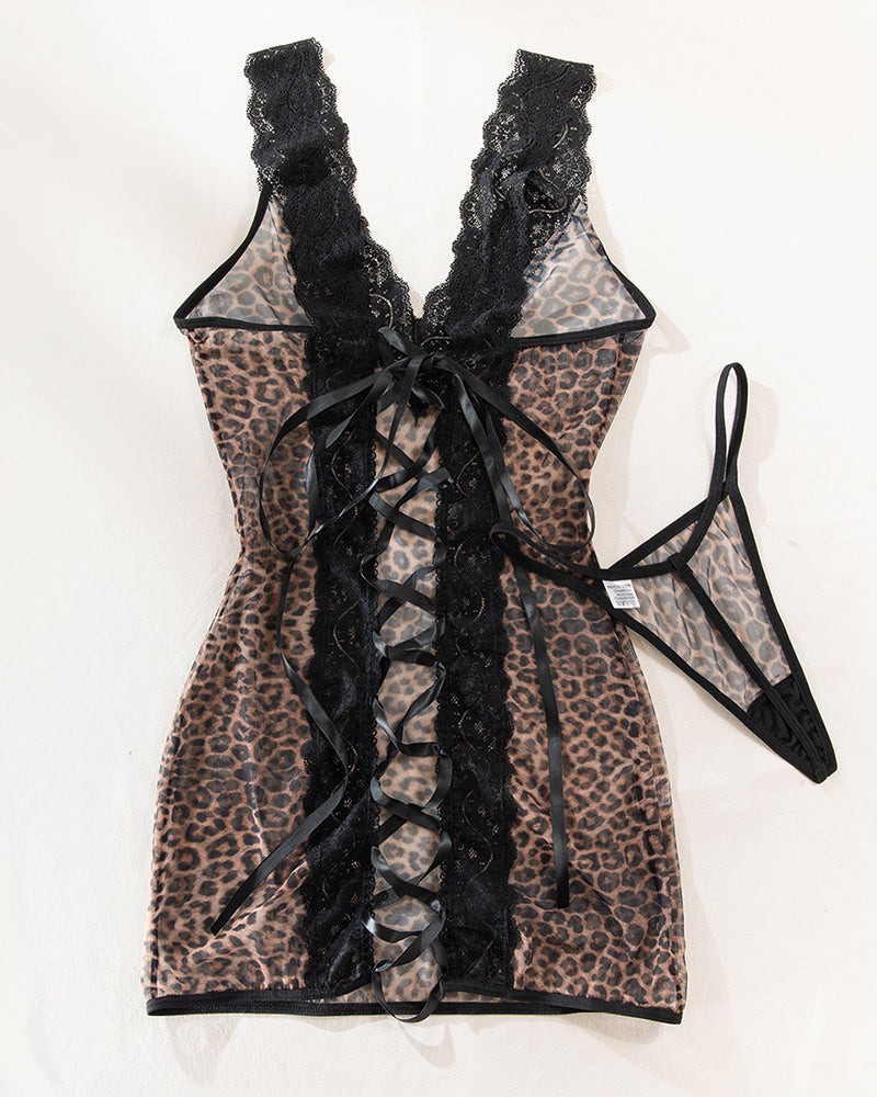 Deep V Neck Backless Lace-up Slip Dress