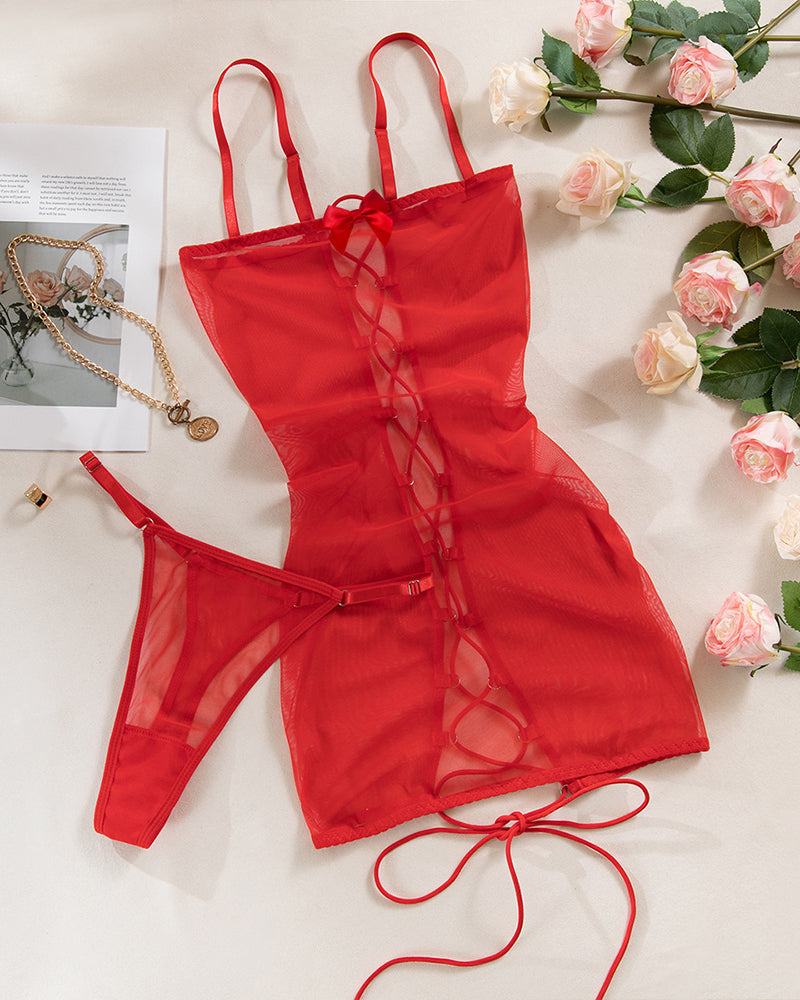 Camisole Backless Lace-up Slip Dress