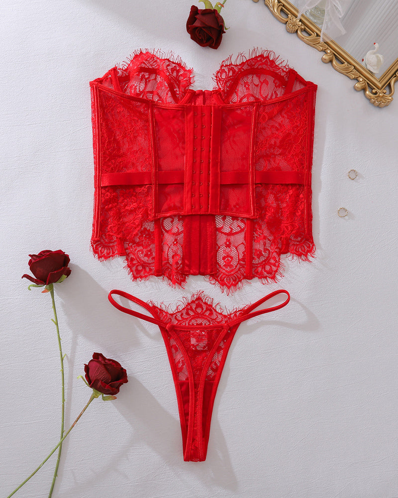 Corset Top and Panty Set with Fishbone