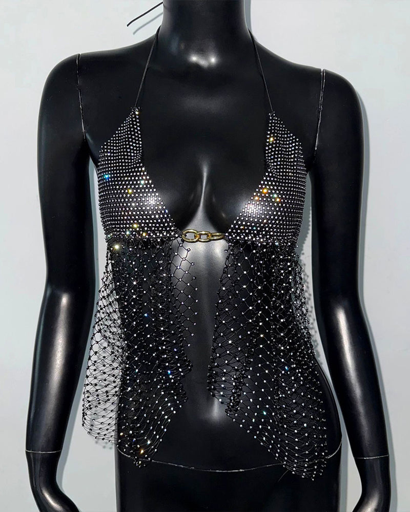 Rhinestone Crystal Crop Top