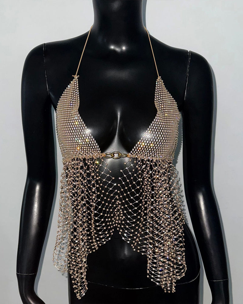 Rhinestone Crystal Crop Top